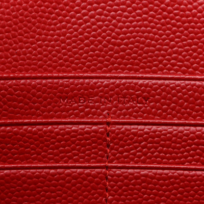 Saint Laurent Grain De Poudre Matelasse Chevron Monogram Chain Wallet Red 8 of 14