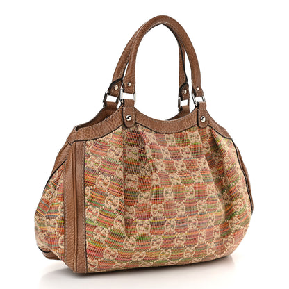 Gucci Monogram Sunset Raffia Medium Sukey Brown 3 of 12