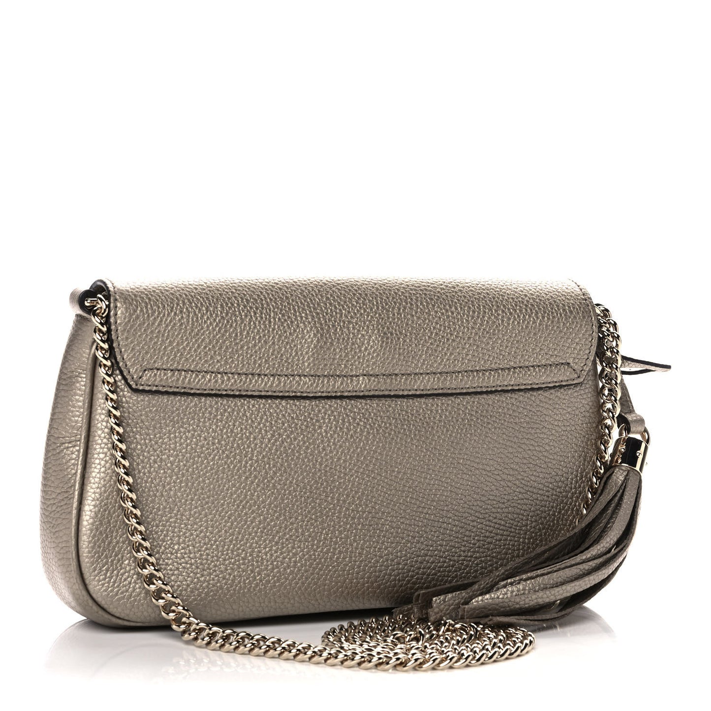 Metallic Pebbled Calfskin Medium Soho Flap Crossbody Golden Beige