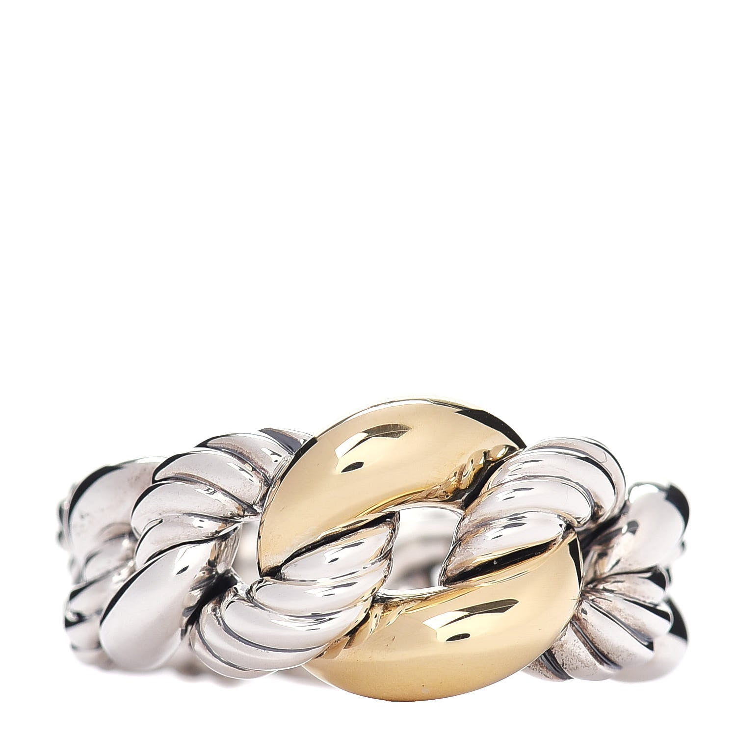 David Yurman Sterling Silver 18K Yellow Gold Belmont Ring 54 6.75 1 of 5