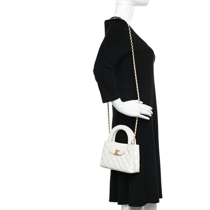 Chanel Shiny Aged Calfskin Quilted Nano Kelly Shopper White 2 of 12