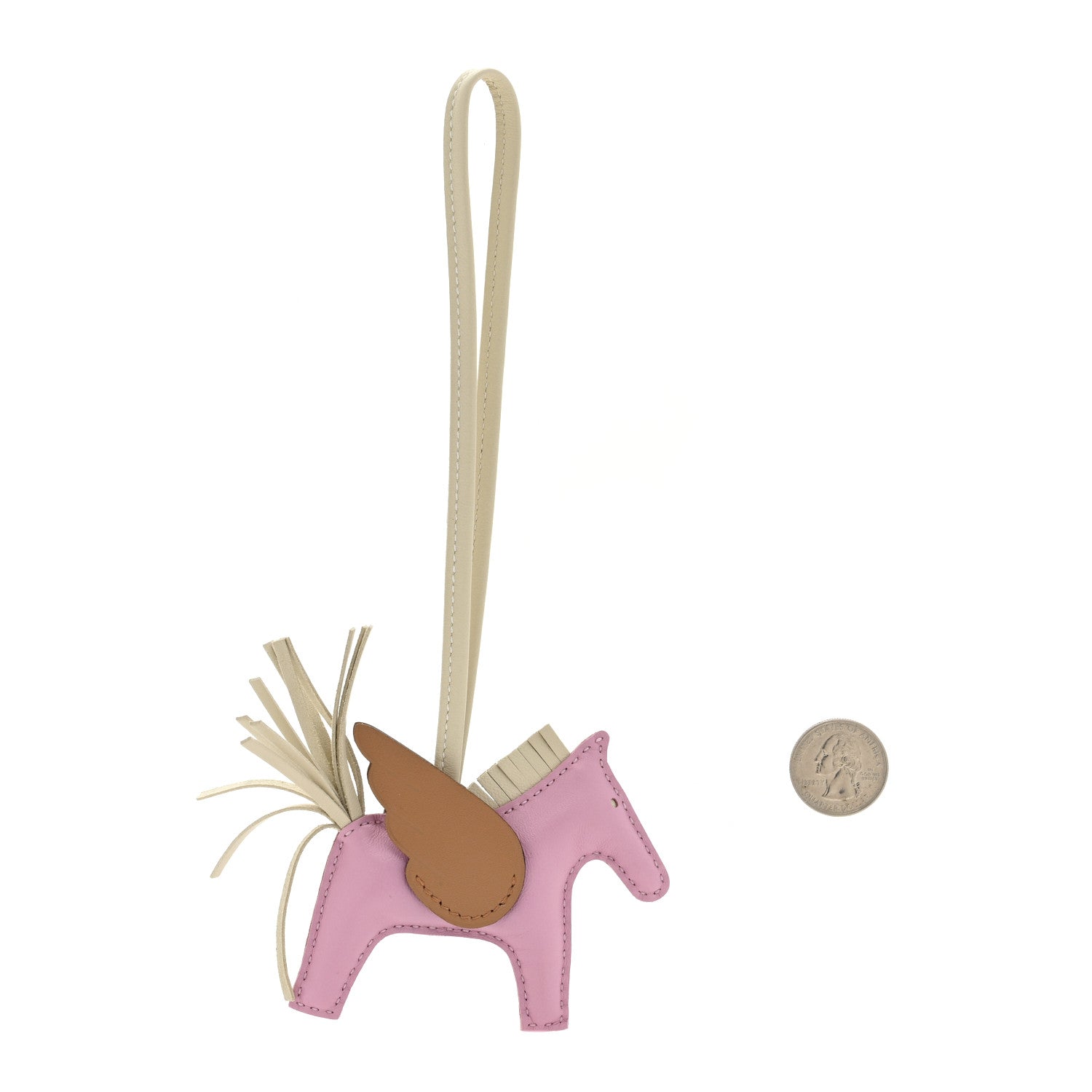 Hermes Milo Lambskin Grigri Rodeo Pegase Horse Bag Charm PM Mauve Sylvestre Craie Chai 2 of 3