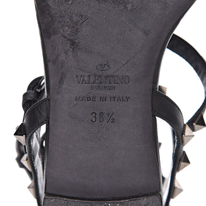 Valentino Garavani Nappa Rockstud Ankle Strap Flat Thong Sandals 38.5 Black 7 of 12