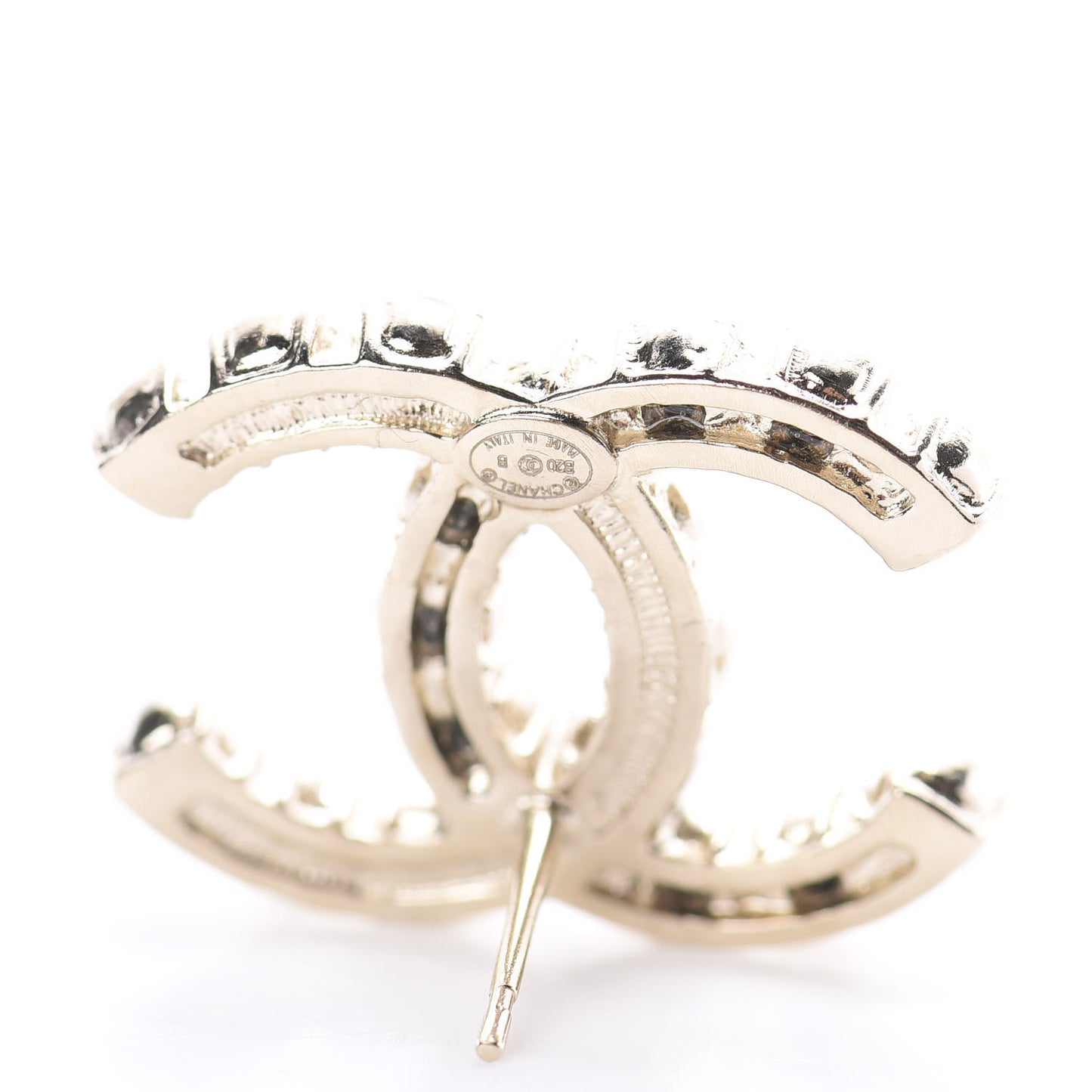 Resin Pearl CC Dazzling Domino Earrings Gold Black