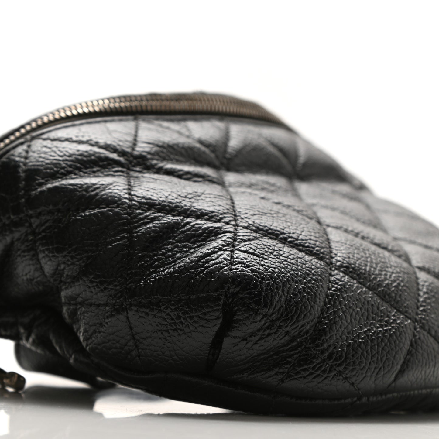 Grained Calfskin Quilted Waist Belt Bag Black