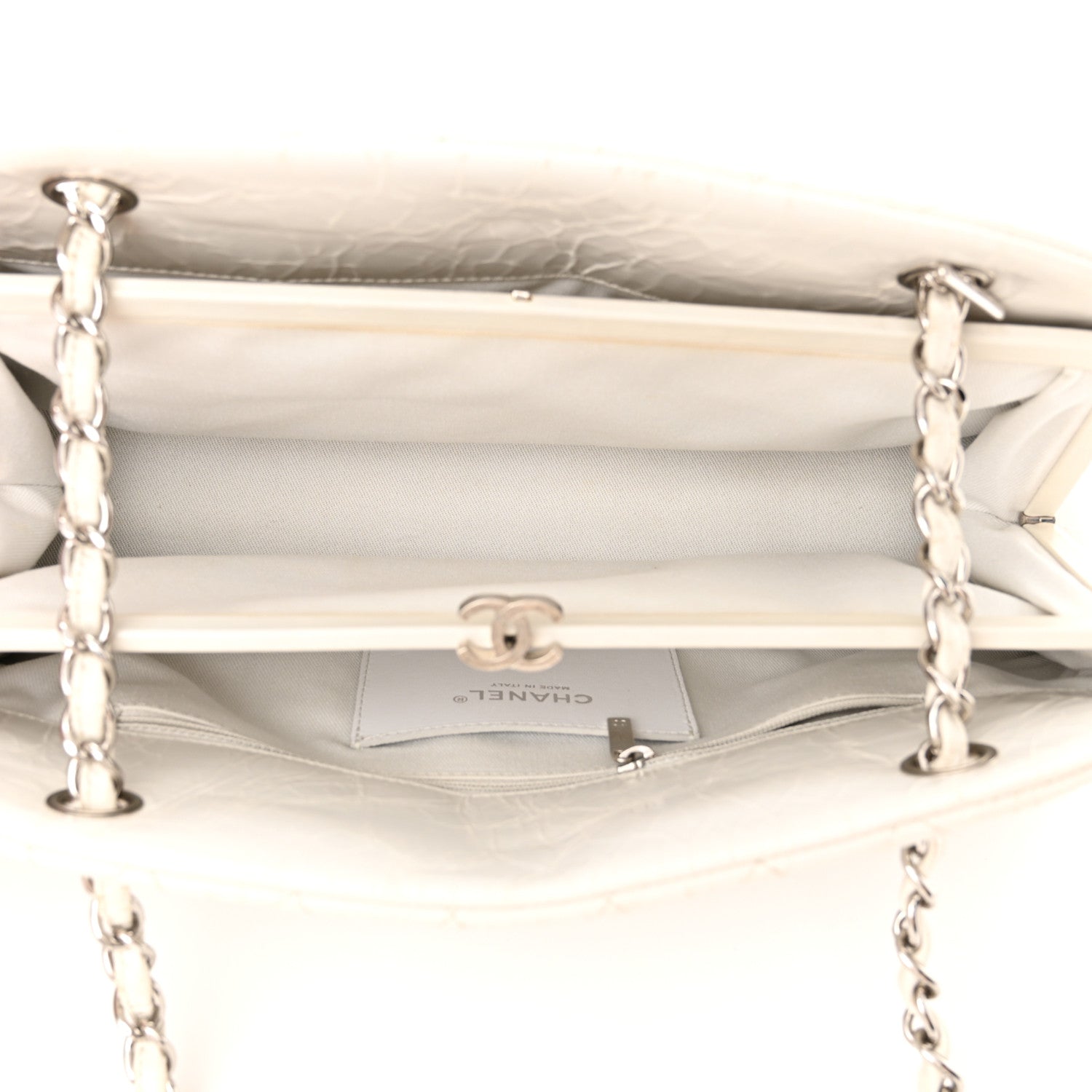 Chanel Glazed Calfskin Quilted Medium Just Mademoiselle Bowling Bag White 5 of 19