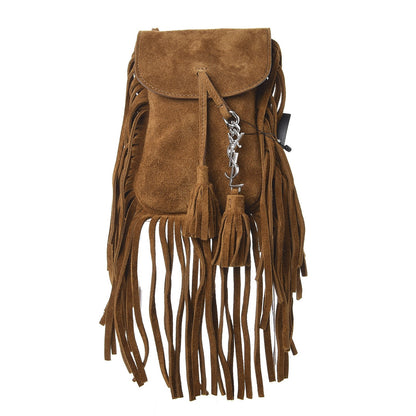 Saint Laurent Suede Fringe Toy Monogram Anita Crossbody Bag Light Ocre 1 of 7