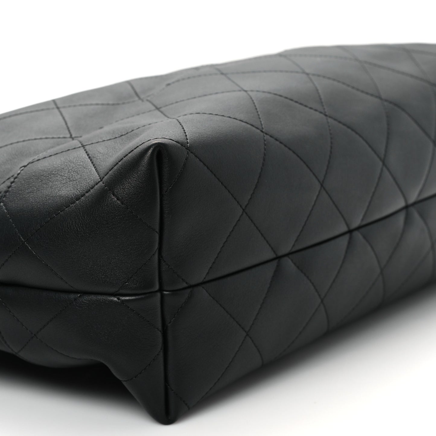 Calfskin Stitched Large Shopping Bag Black