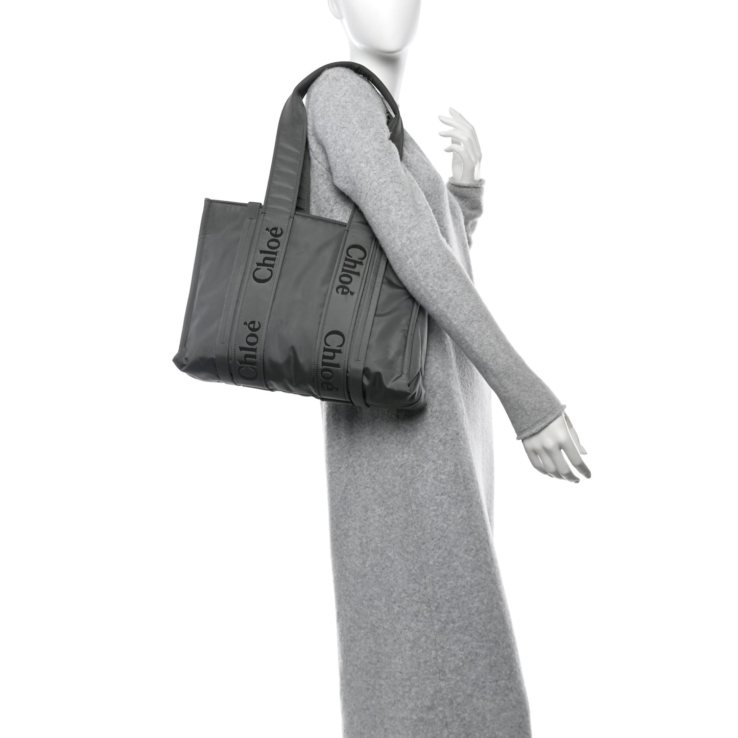 Recycled Nylon Medium Woody Ribbon Tote Elephant Grey