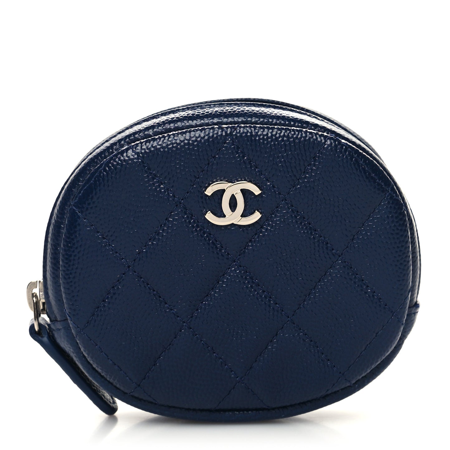 Caviar Quilted Zip Around Classic Coin Purse Navy Blue
