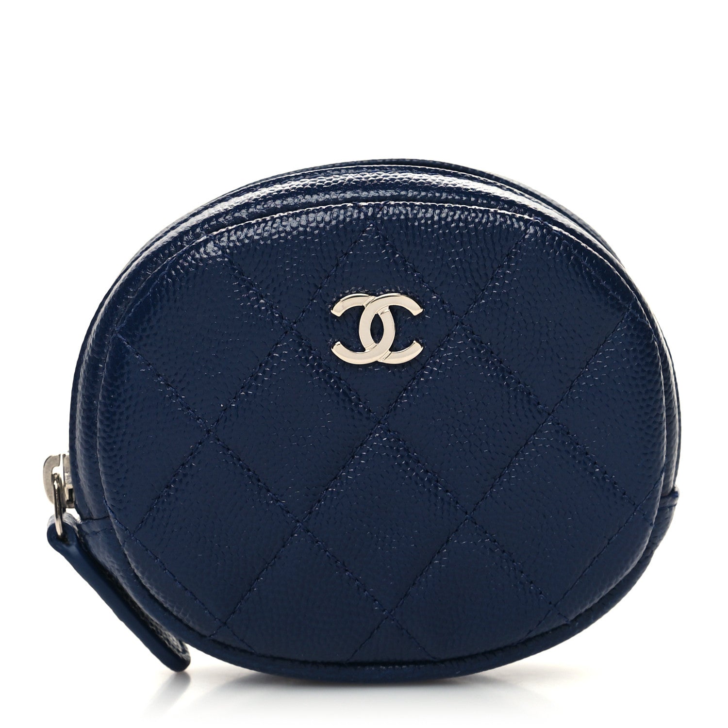 Chanel Caviar Quilted Zip Around Classic Coin Purse Navy Blue 1 of 8