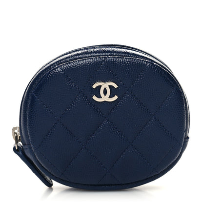 Chanel Caviar Quilted Zip Around Classic Coin Purse Navy Blue 1 of 8