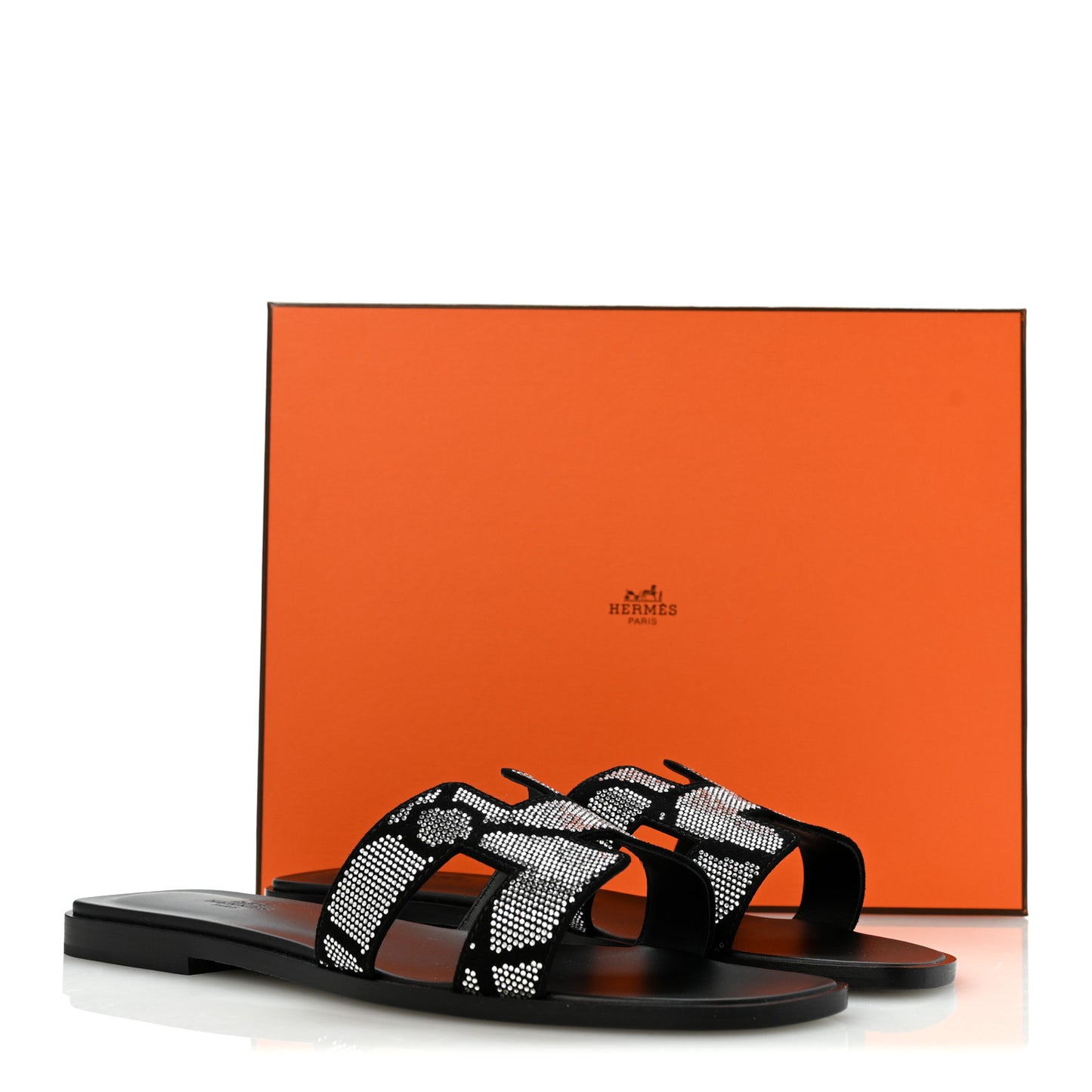 Suede Goatskin Crystal Figure Artistique Oran Sandals 40 Black Cristal