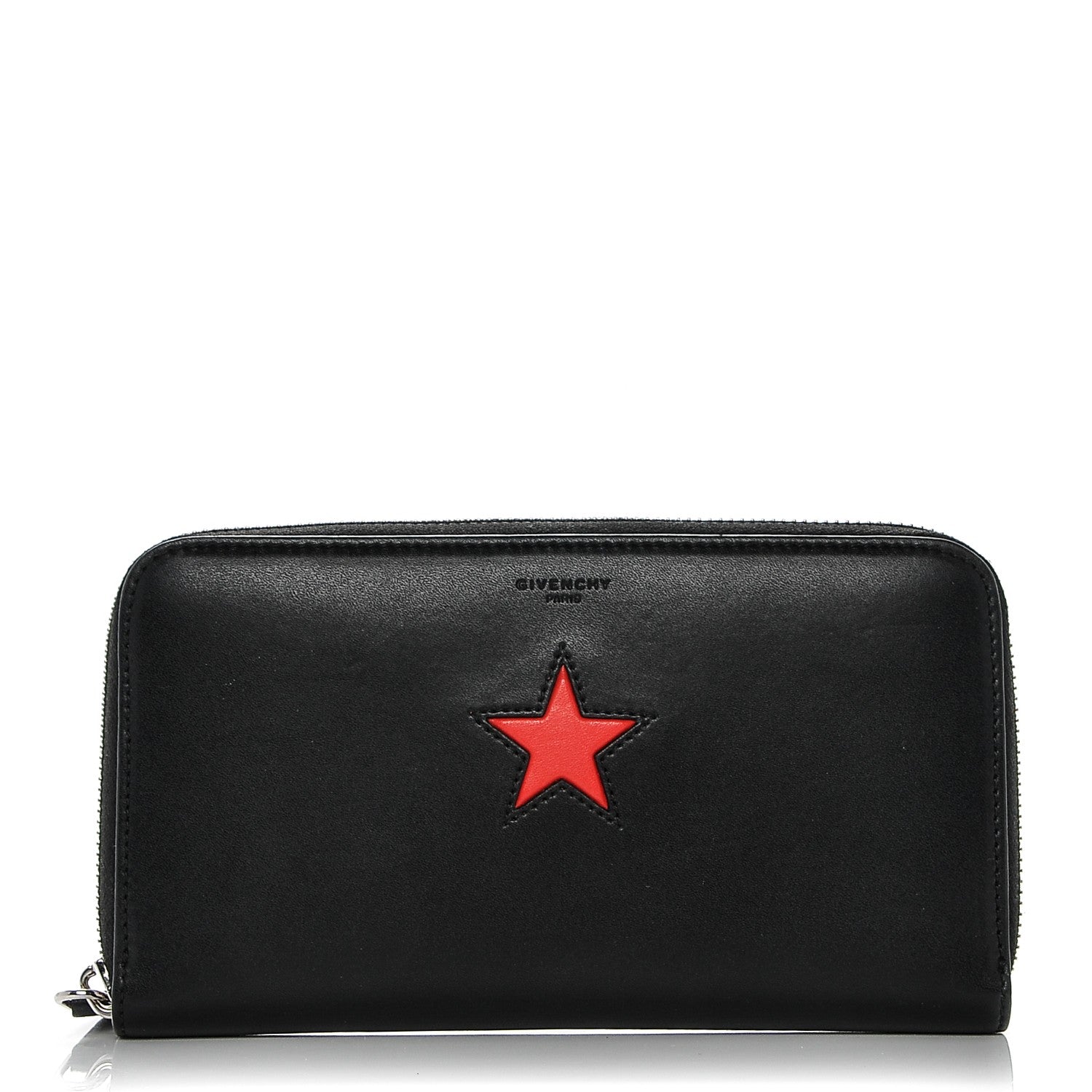 Givenchy Calfskin Star Pandora Zip Around Wallet Black Red 1 of 6