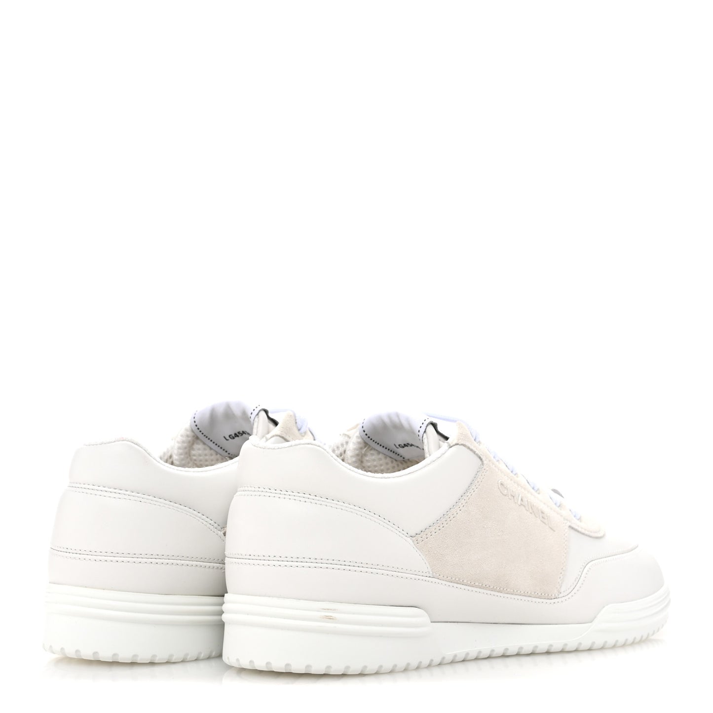 Calfskin Suede Coco Mark Logo Womens Sneakers 40 White