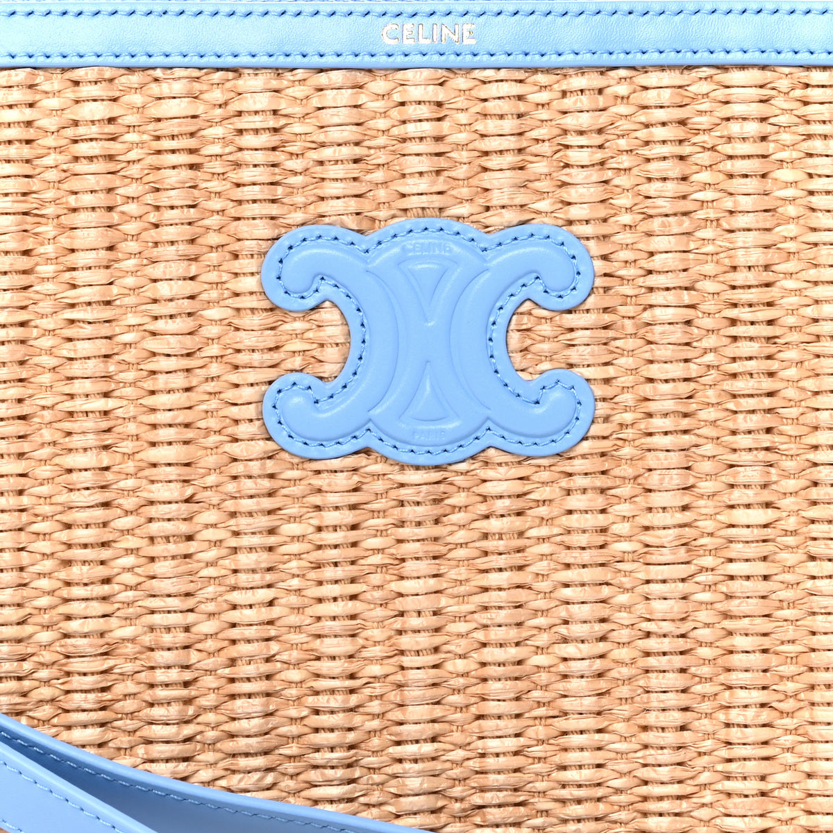 Raffia Small Pouch With Strap Sky Blue