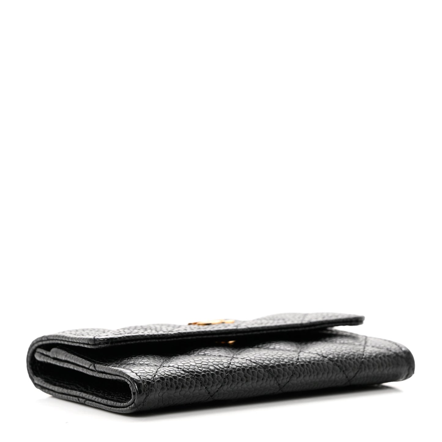 Caviar Quilted Flap Card Holder Black
