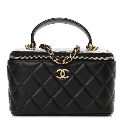Chanel Lambskin Quilted Small Top Handle Vanity Case With Chain Black 1 of 9