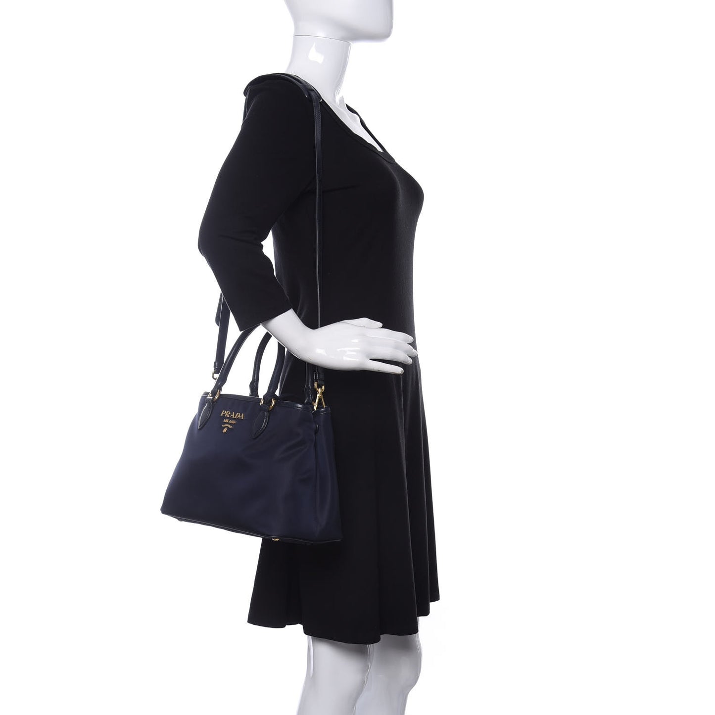 Tessuto Nylon Soft Calf Small Tote Black