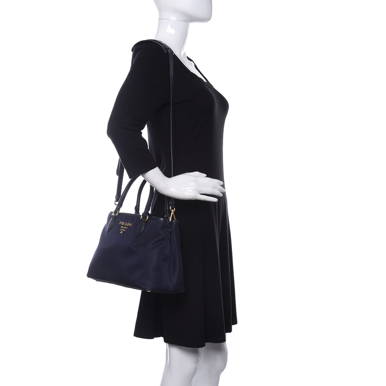 Prada Tessuto Nylon Soft Calf Small Tote Black 2 of 9