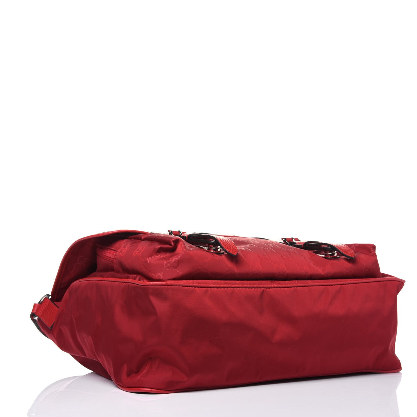 Nylon Monogram Double Buckle Flap Messenger Bag Vibrant Red