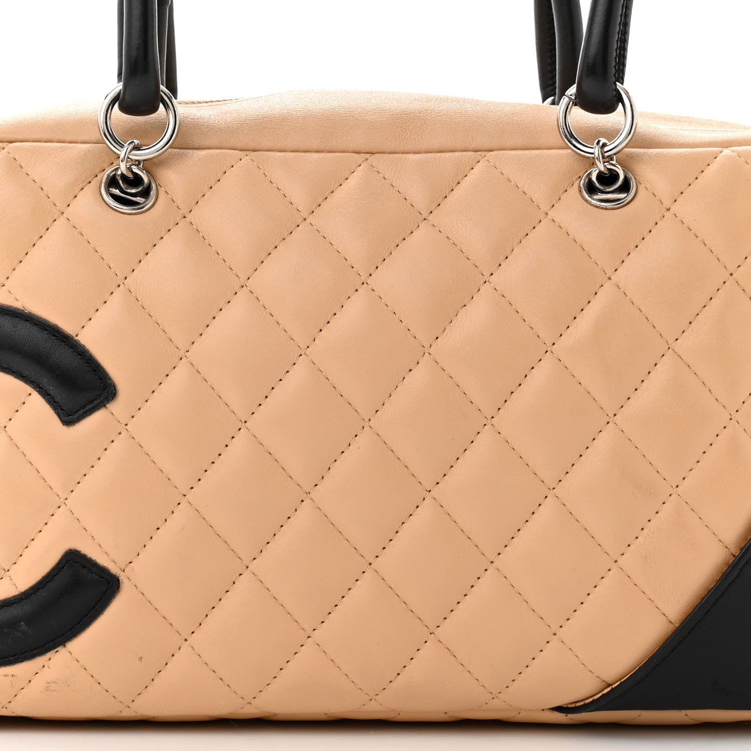 Chanel Calfskin Quilted Large Cambon Bowler Beige Black 8 of 18