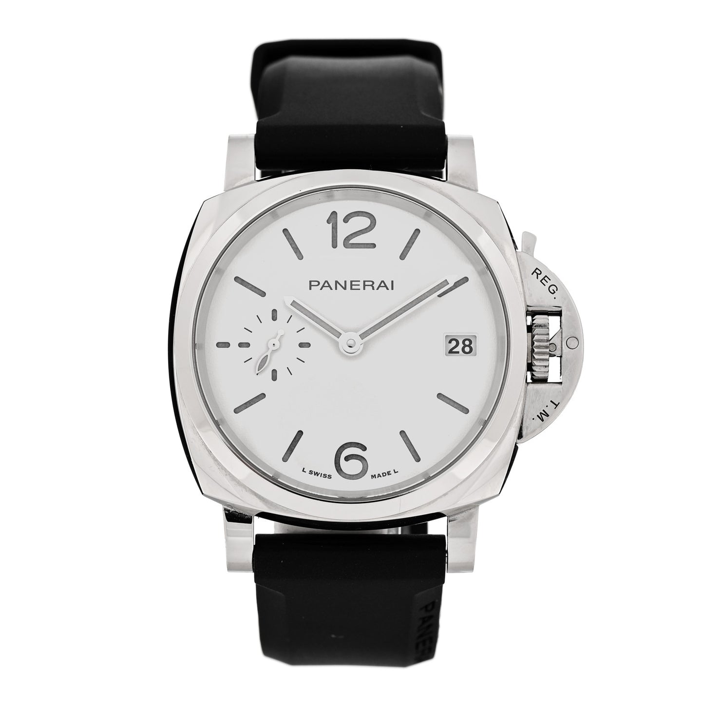 Stainless Steel Rubber 38mm Luminor Due Automatic Watch White PAM01426