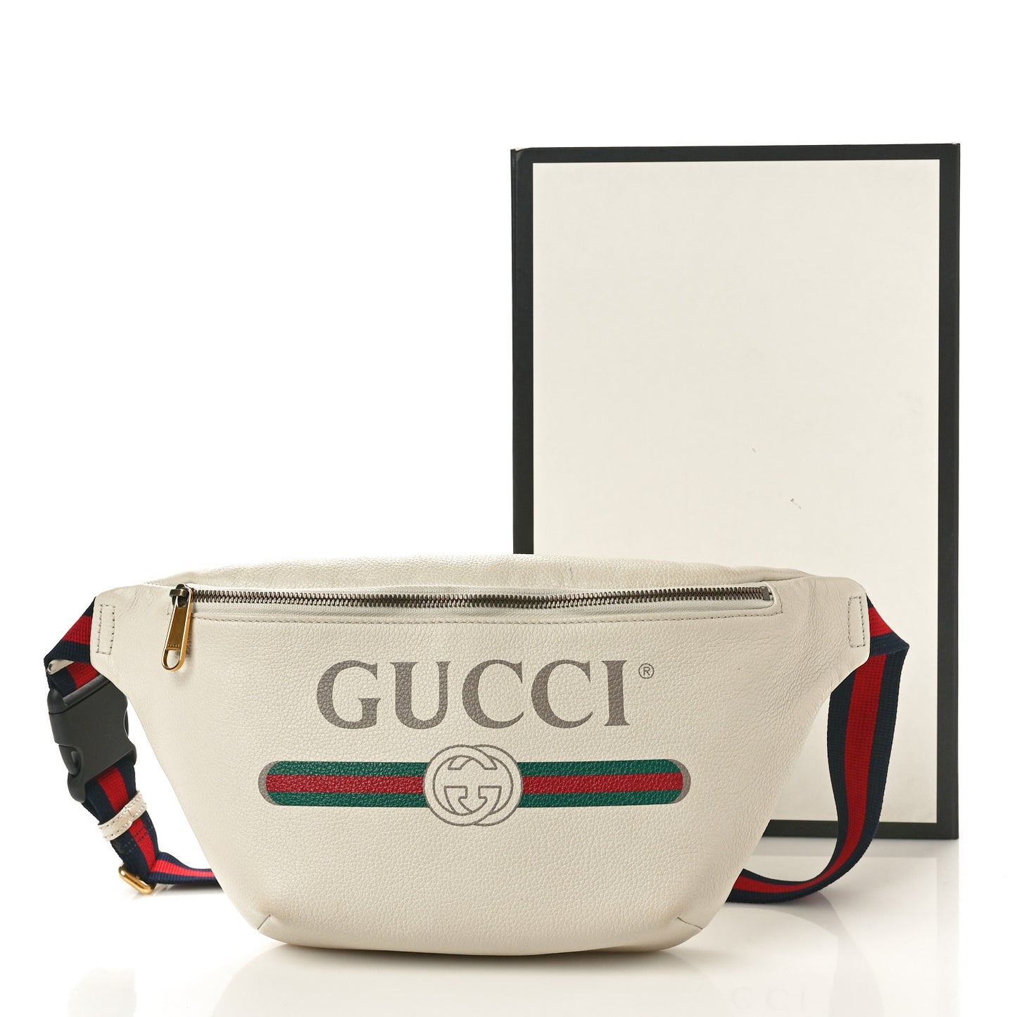 Grained Calfskin Logo Belt Bag White