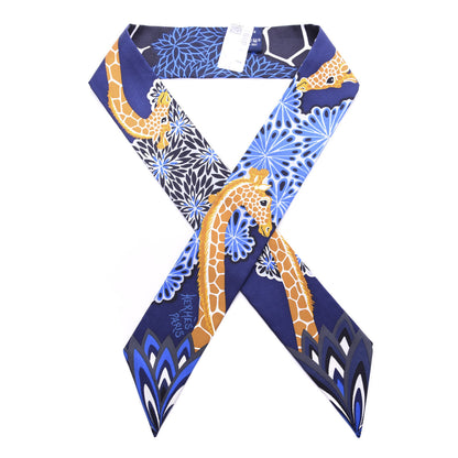 Hermes Silk The Three Graces Twilly Bleu Nuit Gold Black 1 of 4