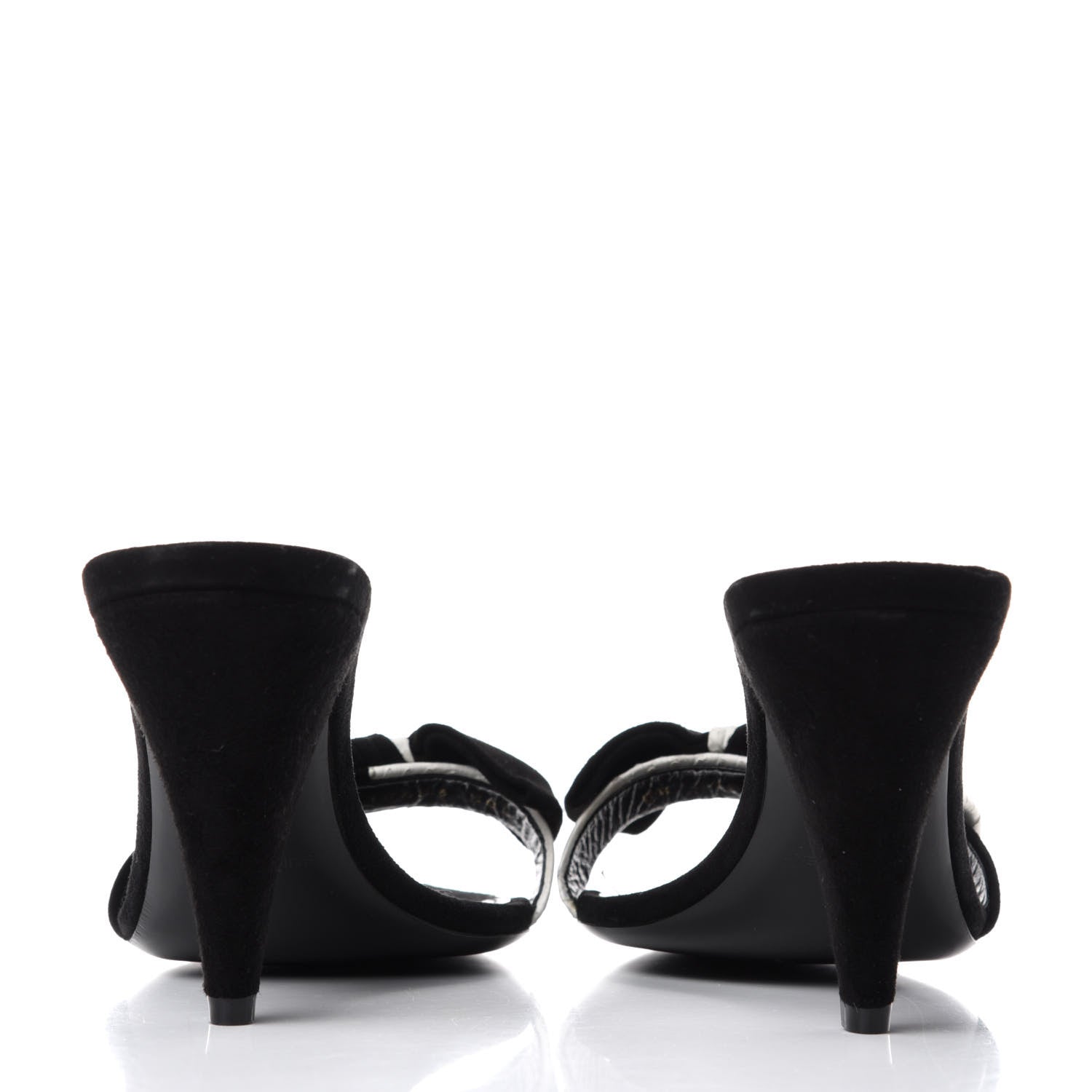 Saint Laurent Suede Snakeskin Ayers Sandals 38.5 Black White 7 of 11