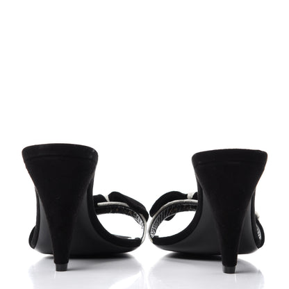 Saint Laurent Suede Snakeskin Ayers Sandals 38.5 Black White 7 of 11