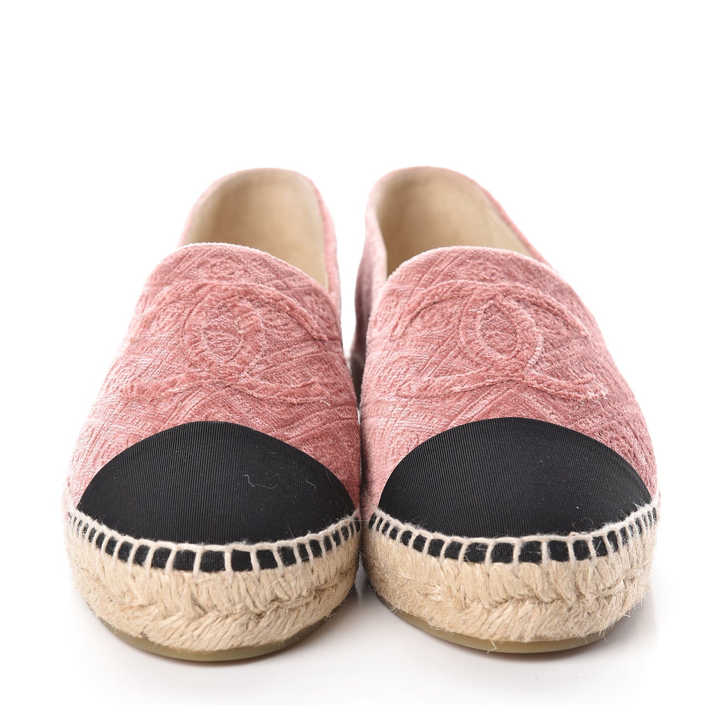 Velvet Grosgrain Quilted Camellia CC Espadrilles 40 Pink Black