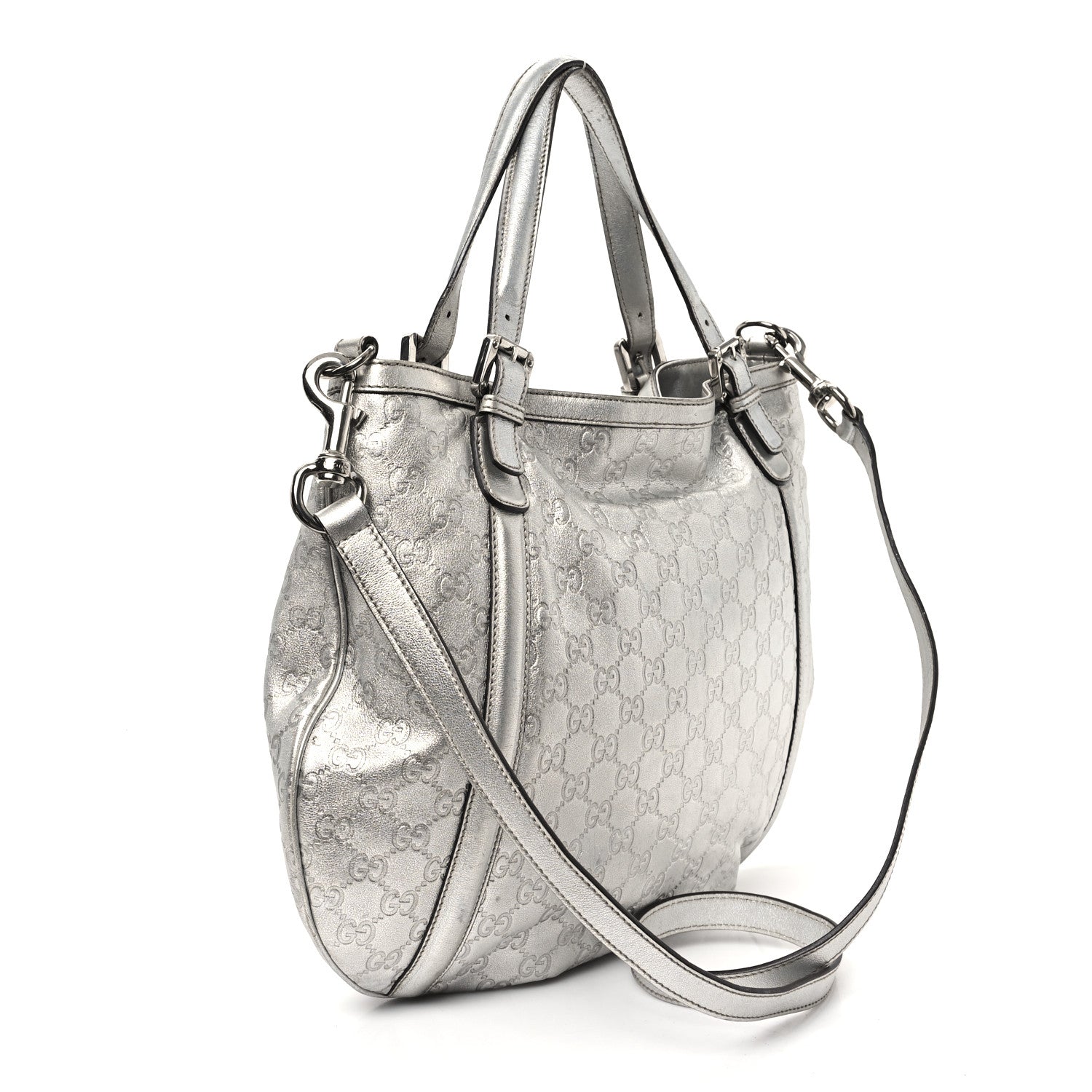 Gucci Metallic Guccissima Medium Britt Tote Silver 3 of 10