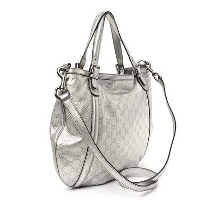 Gucci Metallic Guccissima Medium Britt Tote Silver 3 of 10