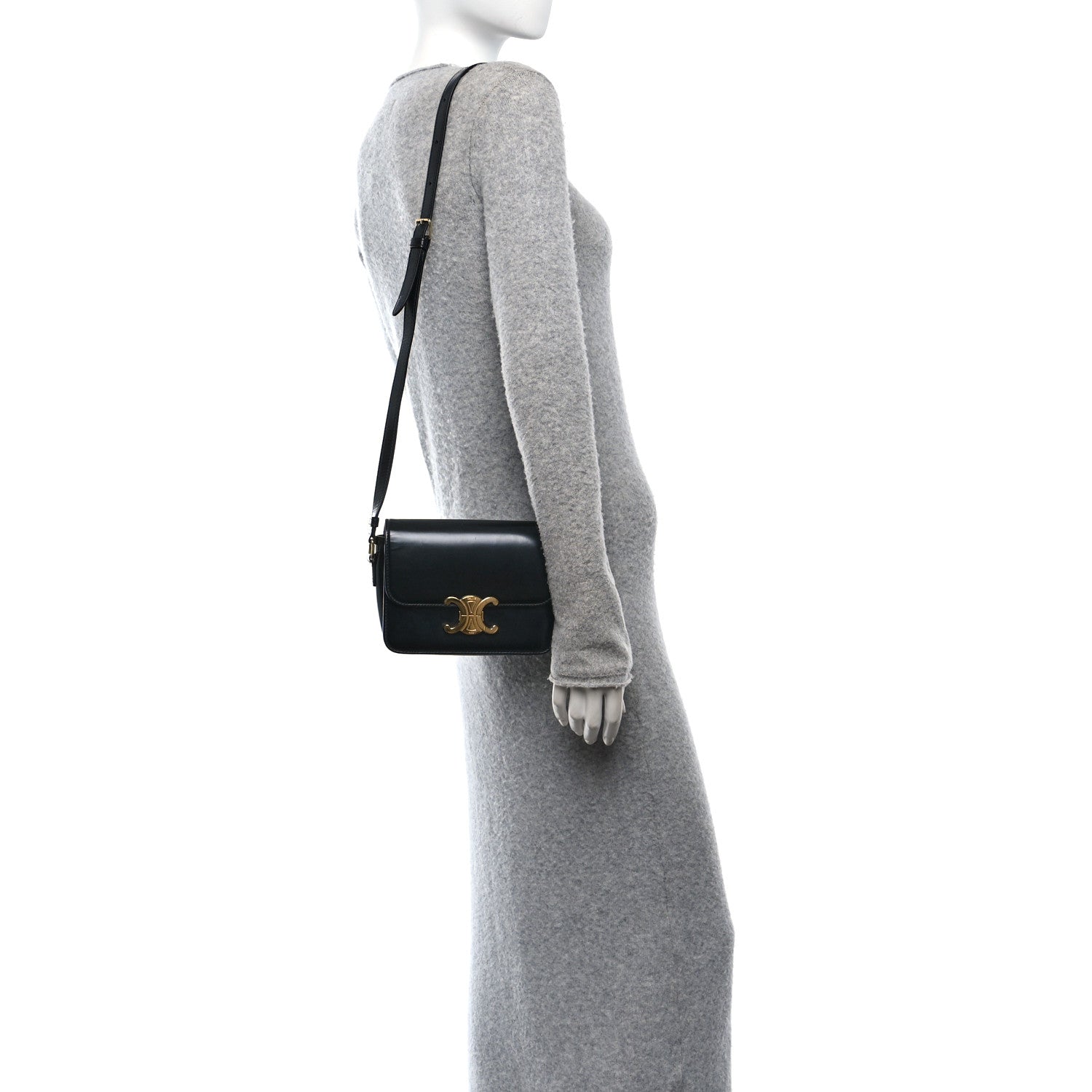 Celine Shiny Calfskin Teen Triomphe Black 2 of 10