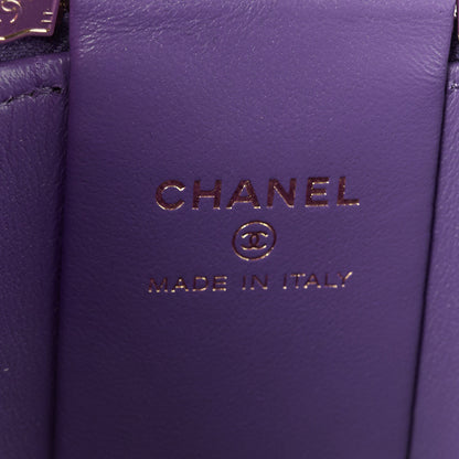 Chanel Lambskin Quilted Afternoon Tea Top Handle Vanity Case With Chain  Dark Purple 6 of 10