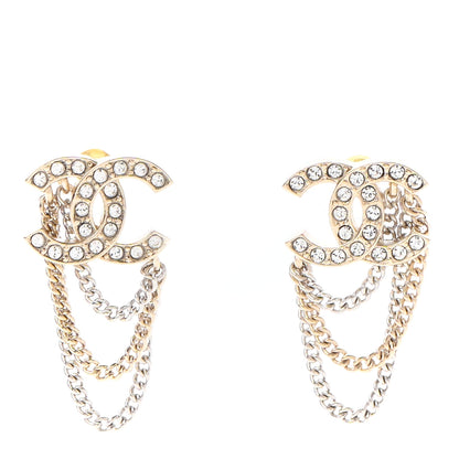 Chanel Crystal Chain CC Earrings Gold 1 of 4