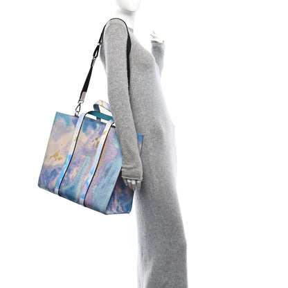 Fendi Fabric Jacquard FF Tie Dye Sunset Large Shopping Tote  Light Blue Black 2 of 11