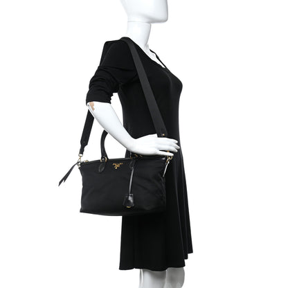 Prada Tessuto Nylon Soft Calf Shopping Tote Black 2 of 10