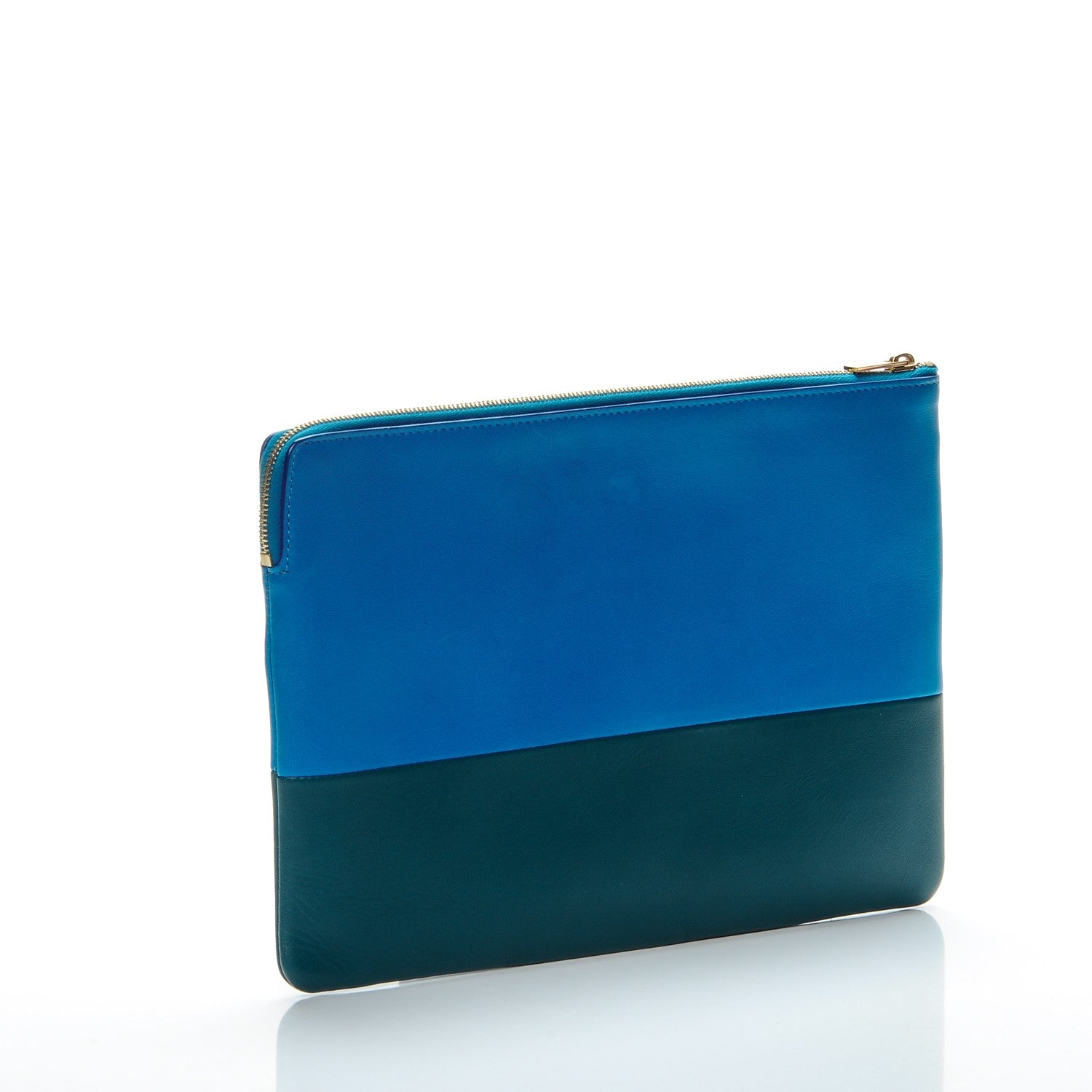 Celine Lambskin Bi-Color Solo Clutch Pouch Bright Blue Peacock 3 of 8