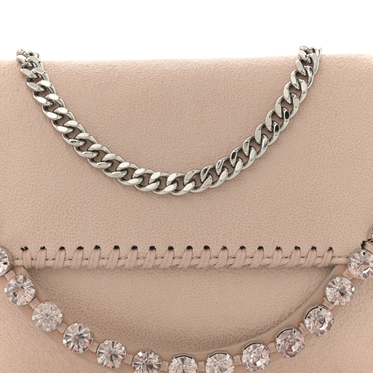 Shaggy Deer Mini Fold Over Falabella Crystal Crossbody Blush Nude