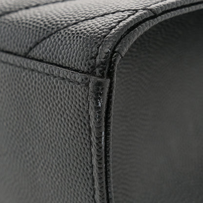 Saint Laurent Grain De Poudre Matelasse Chevron Large Monogram Satchel Black 12 of 12