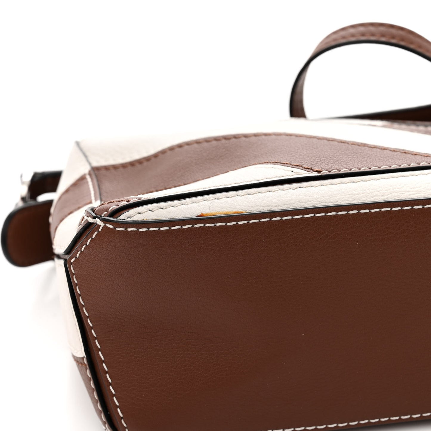 Calfskin Rugby Mini Puzzle Bag Brunette Soft White