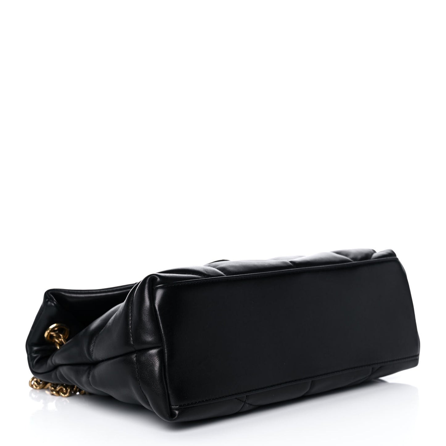 Lambskin Quilted Small Loulou Puffer Monogram Chain Satchel Black