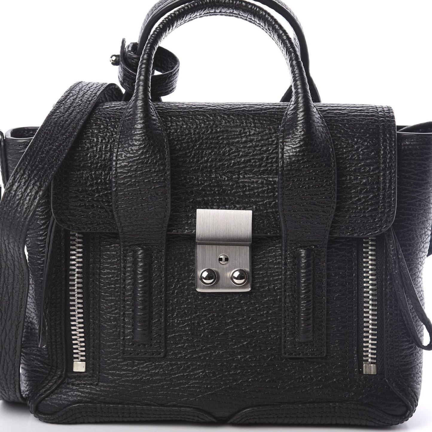 3.1 Textured Calfskin Mini Pashli Satchel Black