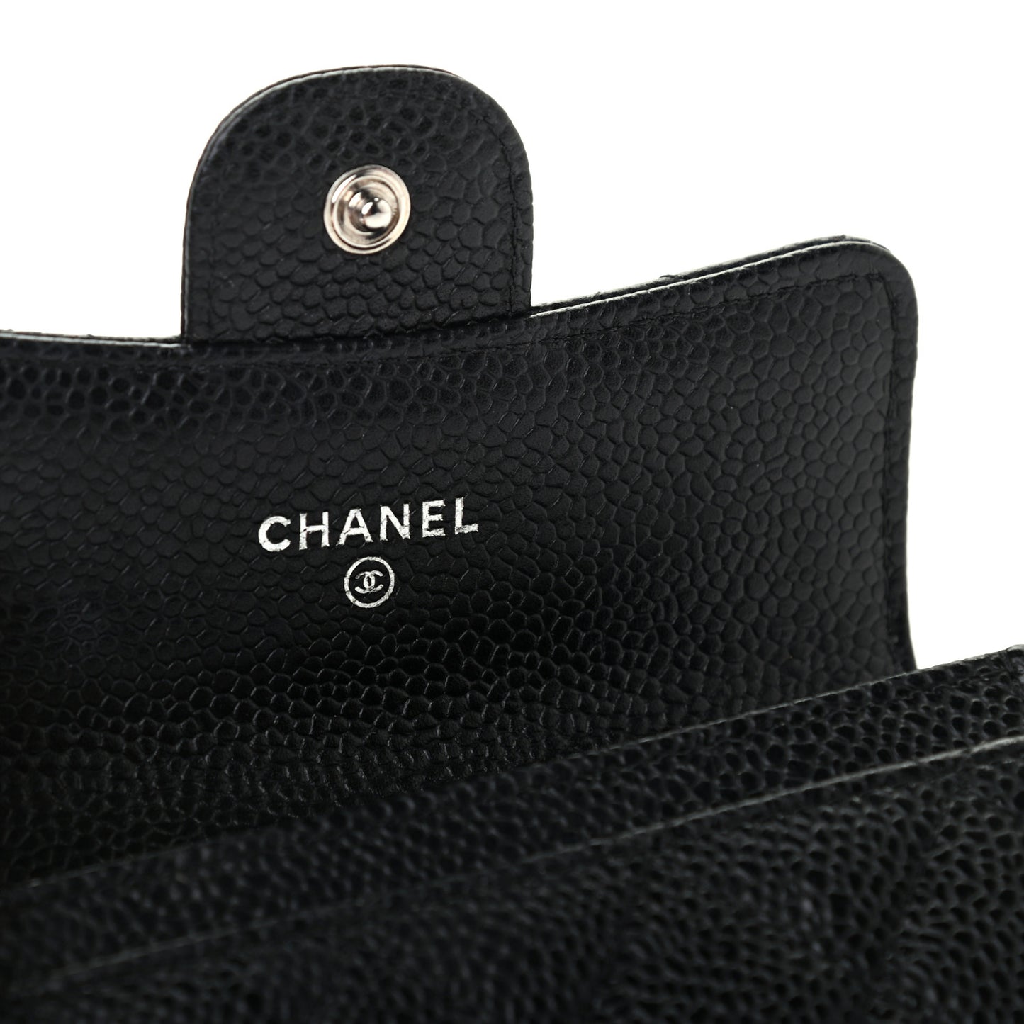 Caviar Quilted Flap Card Holder Black