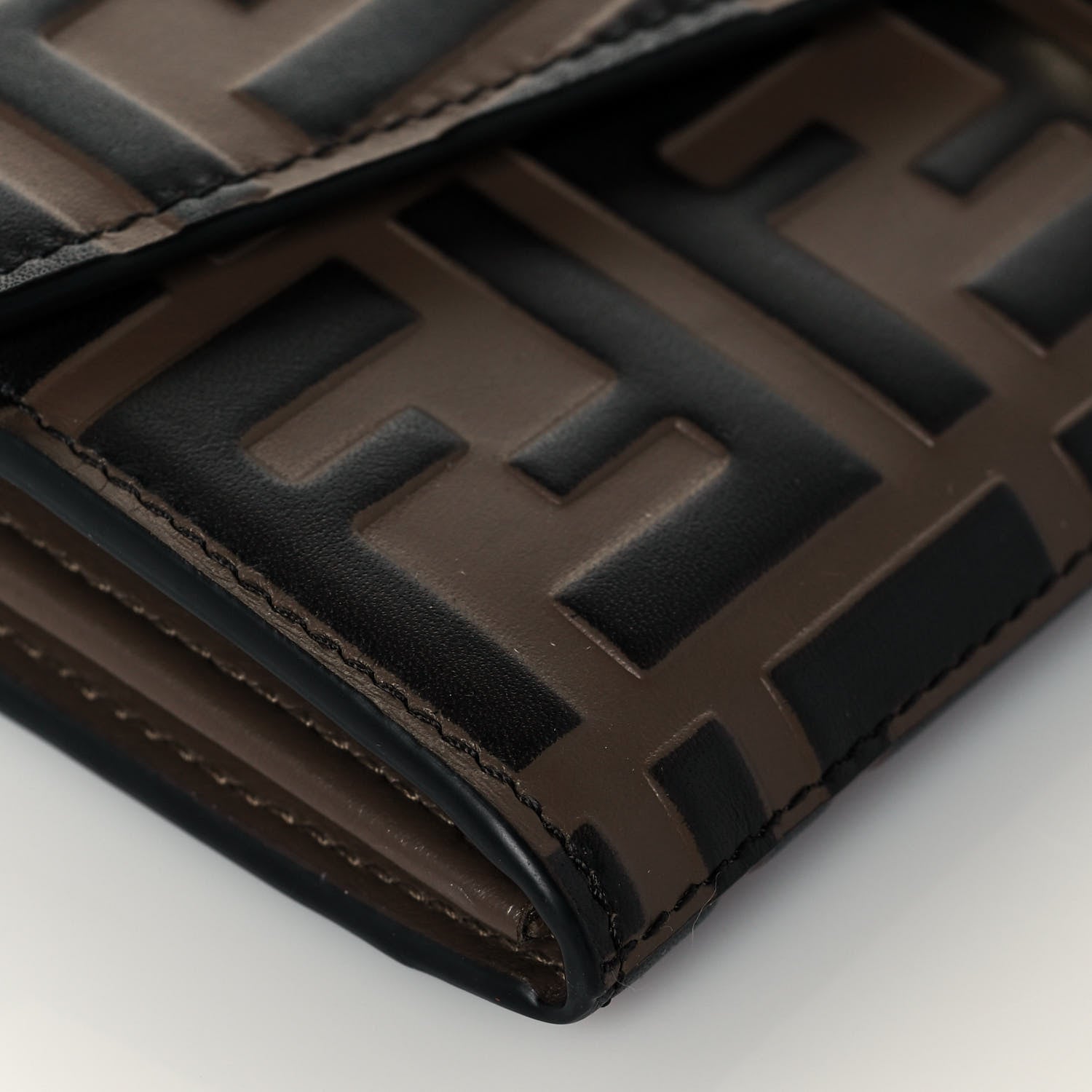 Fendi Vitello Soft F is Fendi Bi-Color FF 1974 Embossed Continental Envelope Wallet On Chain Maya Black 9 of 14