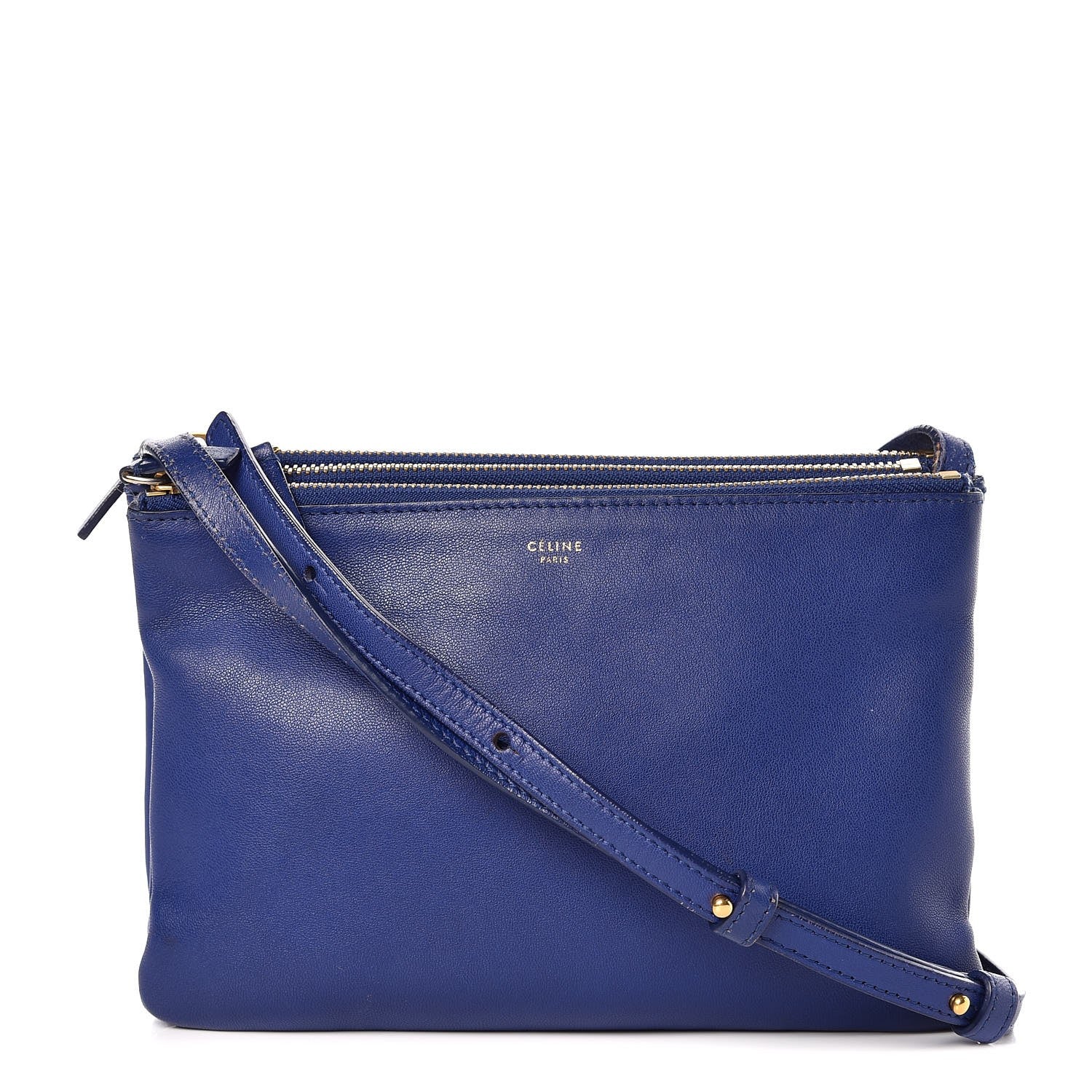 Celine Lambskin Small Trio Crossbody Bag Electric Blue 1 of 12