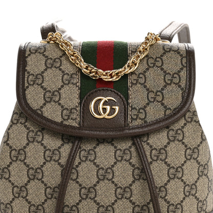 Gucci GG Supreme Monogram Textured Dollar Calfskin Web Mini Ophidia Chain Drawstring Backpack Beige Brown 8 of 11