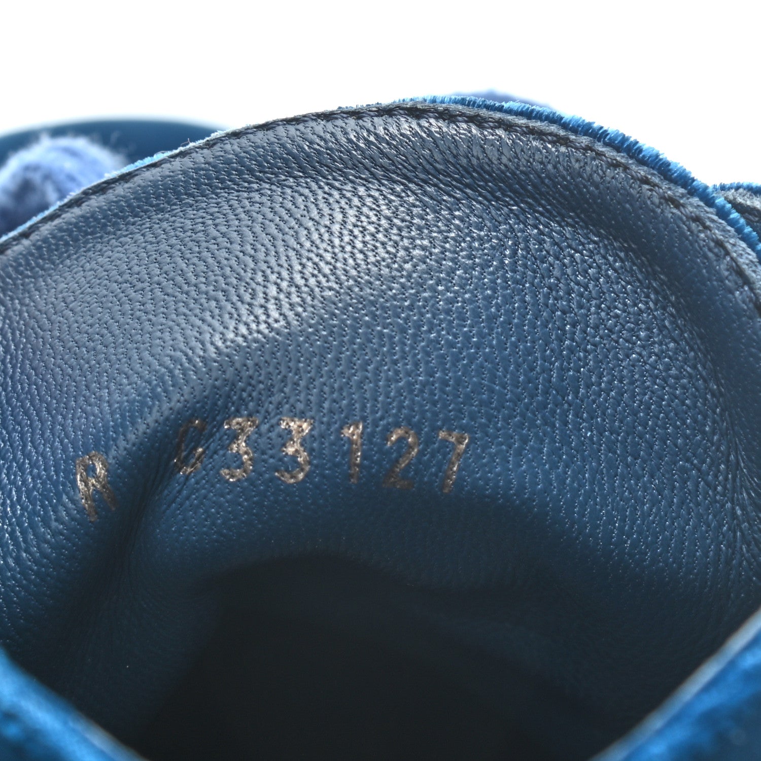 Chanel Velvet CC Lace Up Boots 38.5 Blue 8 of 9